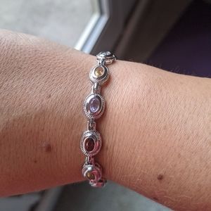 Sterling silver multi-color gemstone bracelet